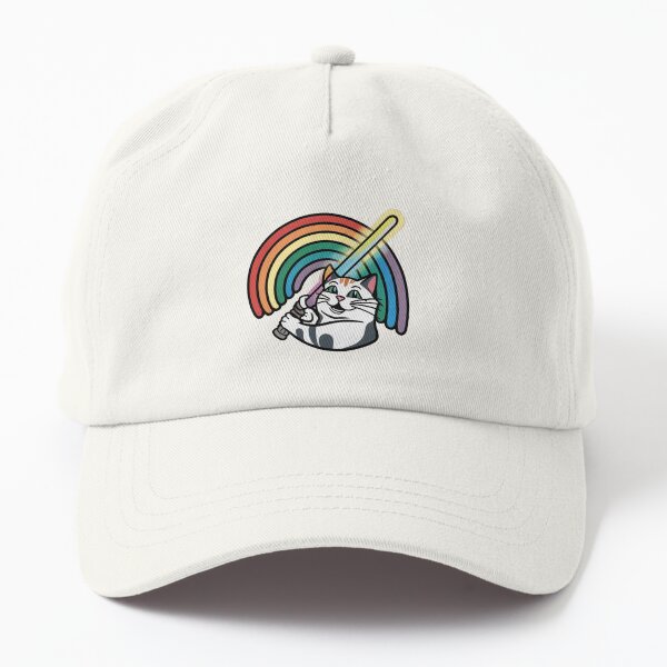Aperçu de l'œuvre Chat arc-en-ciel au sabre laser créée et vendue par plumango.