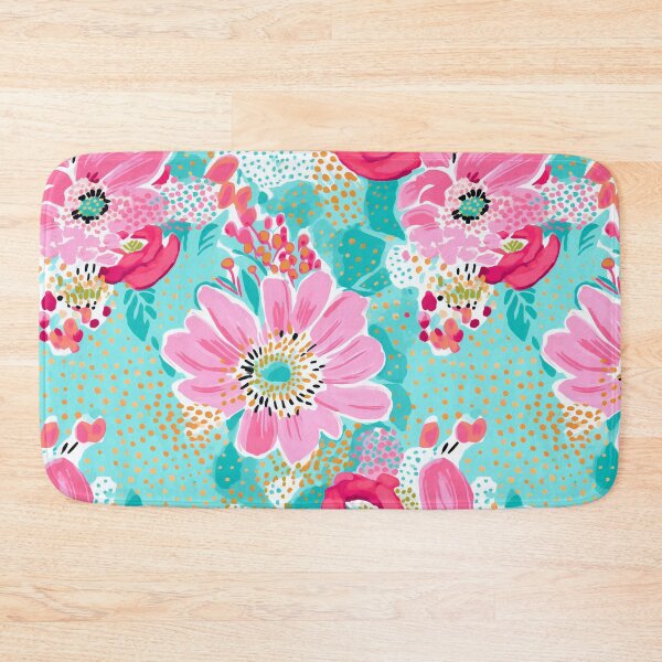 Item preview, Pink flowers on minty green designed and sold by FK-UK.