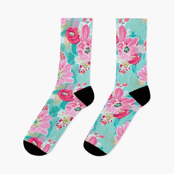 Item preview, Pink flowers on minty green designed and sold by FK-UK.