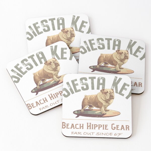 Item preview, Siesta Key Florida Beach Hippie Gear Bulldog Surfboard Design designed and sold by Futurebeachbum.