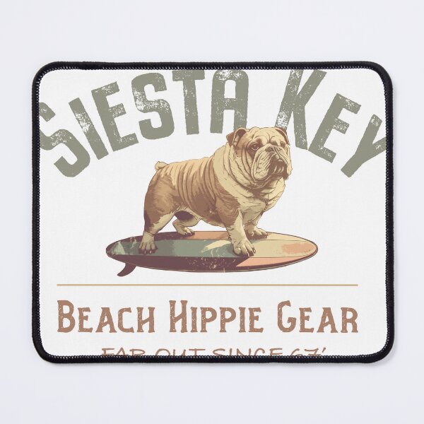 Item preview, Siesta Key Florida Beach Hippie Gear Bulldog Surfboard Design designed and sold by Futurebeachbum.