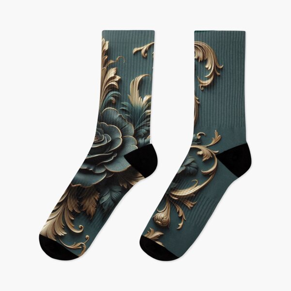 Item preview, Matte Dark Teal Rococo With Roses designed and sold by DesignsByPrnces.