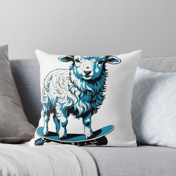Item preview, Blue pop art sheep skating designed and sold by FuzyFriendHaven.