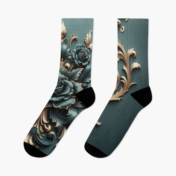 Item preview, Matte Dark Teal Rococo With Roses designed and sold by DesignsByPrnces.