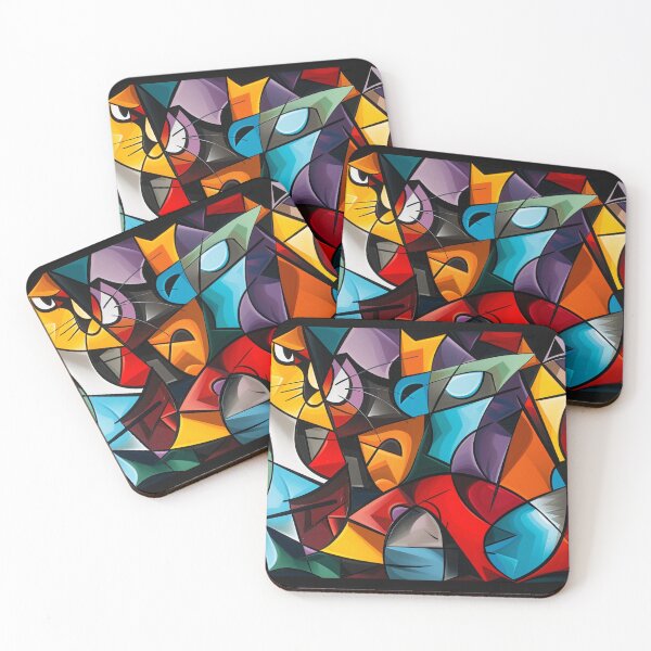 Item preview, Mosaic of Mystique: Abstract Feline Assembly designed and sold by Chaotic Cuties.