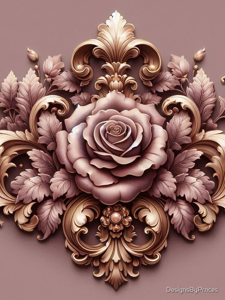 Thumbnail 5 of 5, A-Line Dress, Matte Mauve Rococo With Roses designed and sold by DesignsByPrnces.