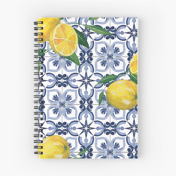 Item preview, Blue tile and yellow lemons designed and sold by EmeraldeaArt.