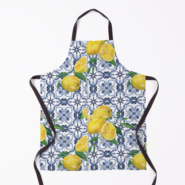 Item preview, Blue tile and yellow lemons designed and sold by EmeraldeaArt.