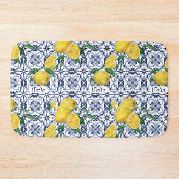 Item preview, Italia - blue tile and yellow lemons designed and sold by EmeraldeaArt.