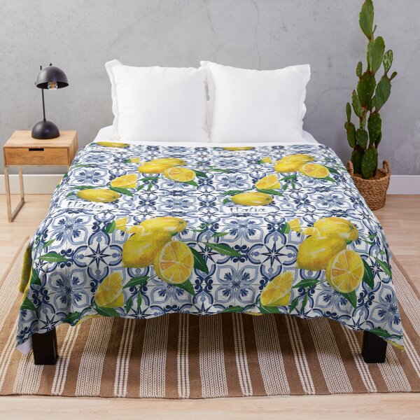 Item preview, Italia - blue tile and yellow lemons designed and sold by EmeraldeaArt.
