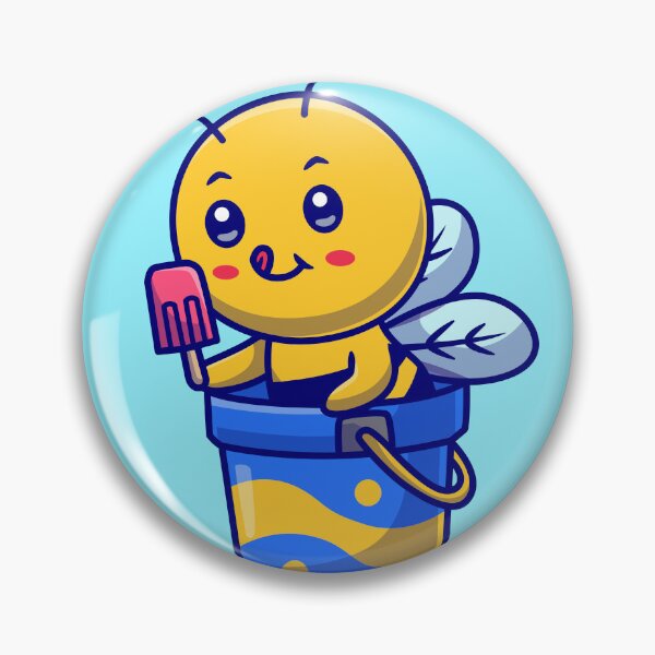 Item preview, Cute Honey Bee Eating Popsicle and Ice Cream Bucket Cartoon Vector Icon designed and sold by hjian8219.