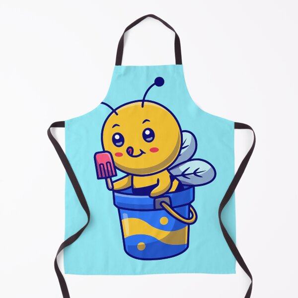 Item preview, Cute Honey Bee Eating Popsicle and Ice Cream Bucket Cartoon Vector Icon designed and sold by hjian8219.