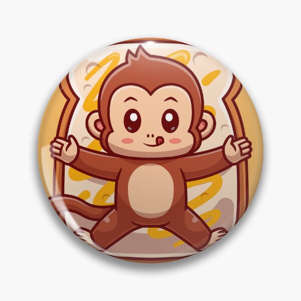 Item preview, : Cute Monkey Laying Bread with Banana Jam Cartoon Vector Icon designed and sold by hjian8219.