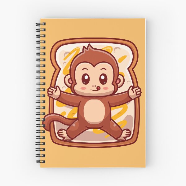 Item preview, : Cute Monkey Laying Bread with Banana Jam Cartoon Vector Icon designed and sold by hjian8219.