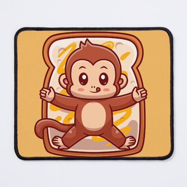 Item preview, : Cute Monkey Laying Bread with Banana Jam Cartoon Vector Icon designed and sold by hjian8219.