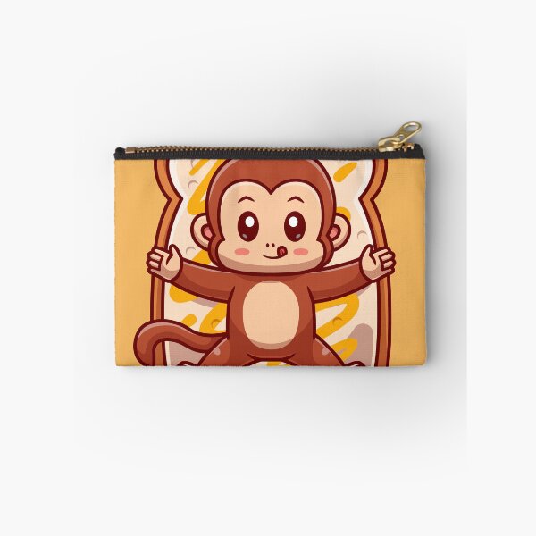 Item preview, : Cute Monkey Laying Bread with Banana Jam Cartoon Vector Icon designed and sold by hjian8219.