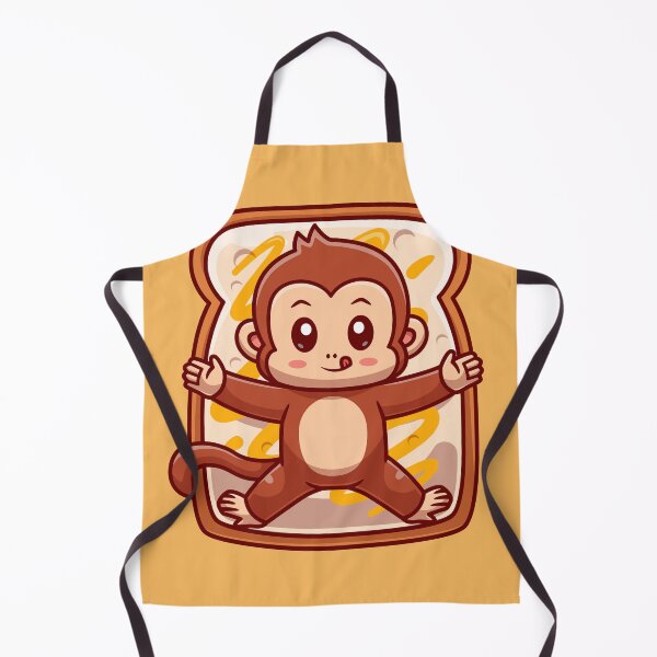 Item preview, : Cute Monkey Laying Bread with Banana Jam Cartoon Vector Icon designed and sold by hjian8219.