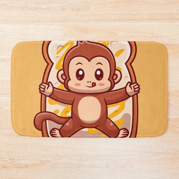 Item preview, : Cute Monkey Laying Bread with Banana Jam Cartoon Vector Icon designed and sold by hjian8219.