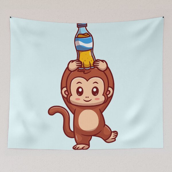 Item preview, Cute Monkey Holding Soda Cartoon Vector Icon designed and sold by hjian8219.