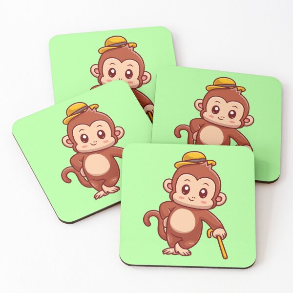 Item preview, Cute Monkey Business Holding Stick Cartoon Vector Icon designed and sold by hjian8219.