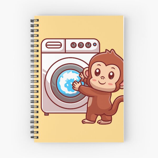 Item preview, Cute Monkey Holding Washing Machine Cartoon Vector Icon designed and sold by hjian8219.
