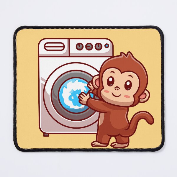 Item preview, Cute Monkey Holding Washing Machine Cartoon Vector Icon designed and sold by hjian8219.