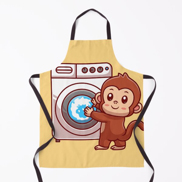 Item preview, Cute Monkey Holding Washing Machine Cartoon Vector Icon designed and sold by hjian8219.