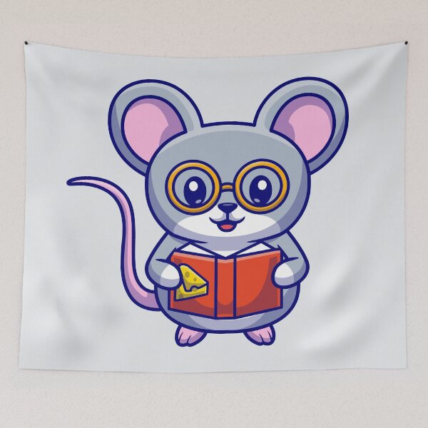 Item preview, Cute Mouse Reading Cheese Book Cartoon Vector Icon designed and sold by hjian8219.