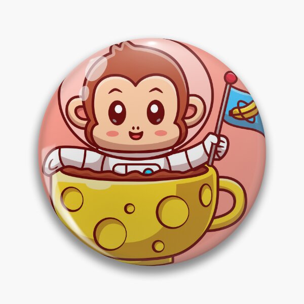 Item preview, Cute Monkey Astronaut Holding Banana Flag and Moon Coffee Cartoon Vector Icon designed and sold by hjian8219.