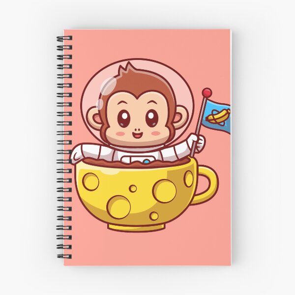 Item preview, Cute Monkey Astronaut Holding Banana Flag and Moon Coffee Cartoon Vector Icon designed and sold by hjian8219.
