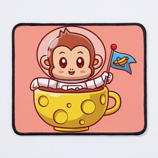Item preview, Cute Monkey Astronaut Holding Banana Flag and Moon Coffee Cartoon Vector Icon designed and sold by hjian8219.