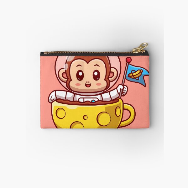 Item preview, Cute Monkey Astronaut Holding Banana Flag and Moon Coffee Cartoon Vector Icon designed and sold by hjian8219.
