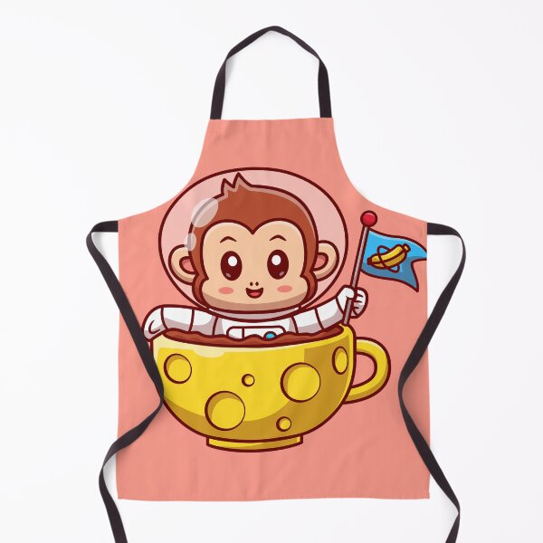 Item preview, Cute Monkey Astronaut Holding Banana Flag and Moon Coffee Cartoon Vector Icon designed and sold by hjian8219.