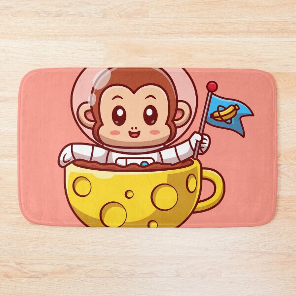 Item preview, Cute Monkey Astronaut Holding Banana Flag and Moon Coffee Cartoon Vector Icon designed and sold by hjian8219.
