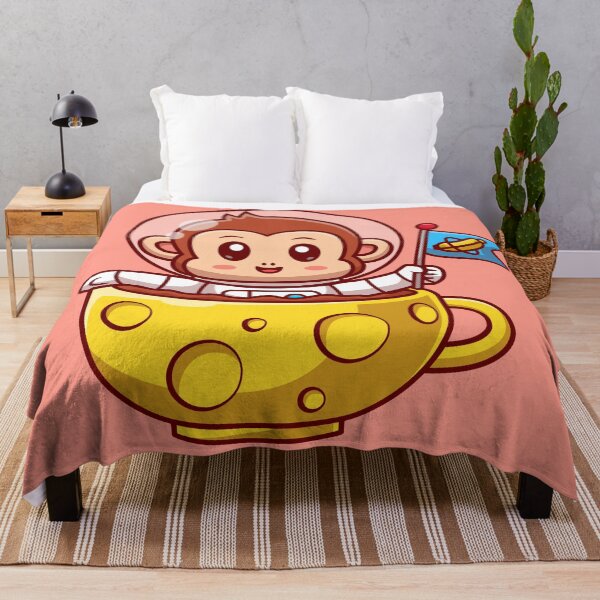 Item preview, Cute Monkey Astronaut Holding Banana Flag and Moon Coffee Cartoon Vector Icon designed and sold by hjian8219.