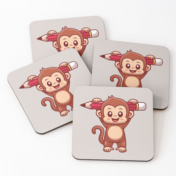 Item preview, Cute Monkey Holding Pencil Cartoon Vector Icon designed and sold by hjian8219.