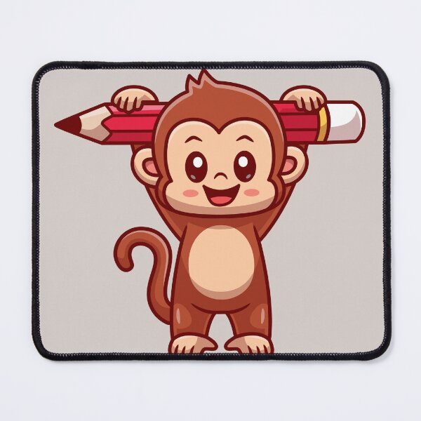 Item preview, Cute Monkey Holding Pencil Cartoon Vector Icon designed and sold by hjian8219.