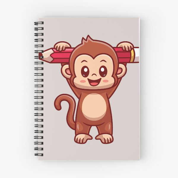 Item preview, Cute Monkey Holding Pencil Cartoon Vector Icon designed and sold by hjian8219.