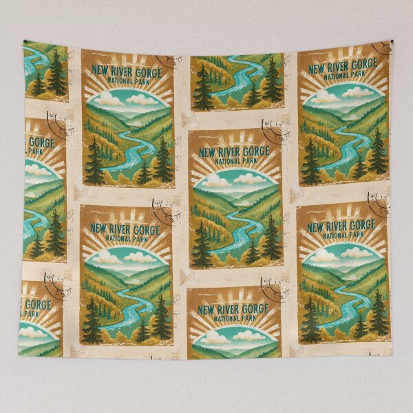 Item preview, New River Gorge National Park Postcard Vintage Retro Travel Vintage designed and sold by TravelPostcardGems.