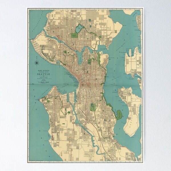 Item preview, Seattle Vintage Map | Full Color designed and sold by pckup.