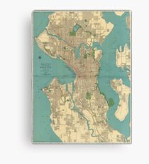 Seattle Vintage Map Canvas Print