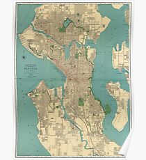 Seattle Vintage Map | Full Color Poster