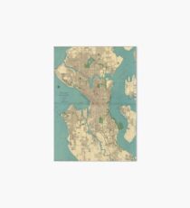 Lámina de exposición Mapa vintage de Seattle
