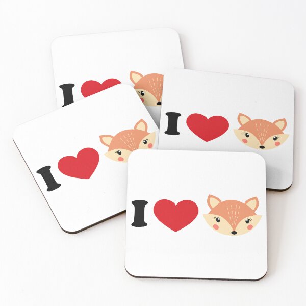 Item preview, I love - with a cute fox art designed and sold by EmeraldeaArt.