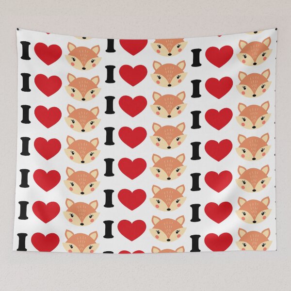 Item preview, I love - with a cute fox art designed and sold by EmeraldeaArt.