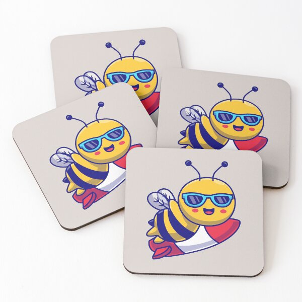 Item preview, Cute Honey Bee Flying with Rocket Cartoon Vector Icon designed and sold by hjian8219.