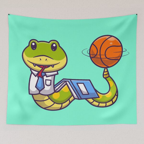 Item preview, Cute Snake Student Spinning Basketball Cartoon Vector Icon designed and sold by hjian8219.