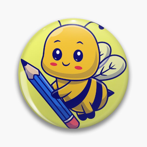 Item preview, Cute Honey Bee Holding Pencil Cartoon Vector Icon designed and sold by hjian8219.
