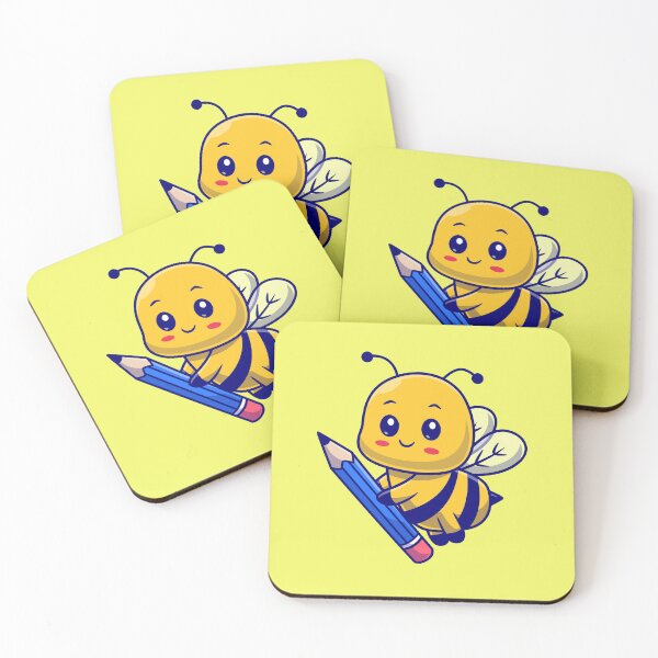 Item preview, Cute Honey Bee Holding Pencil Cartoon Vector Icon designed and sold by hjian8219.