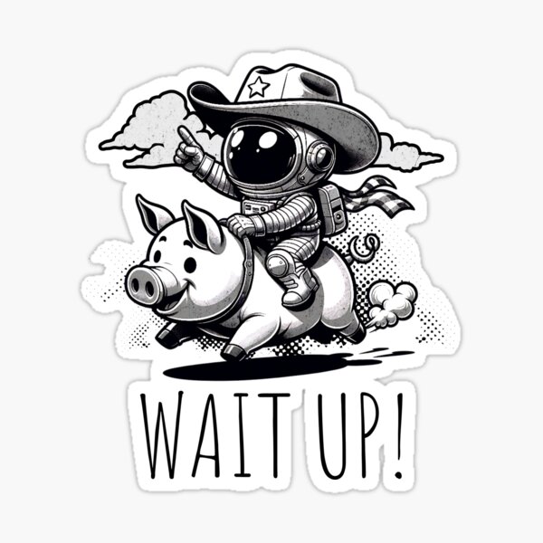 Item preview, Astronaut Riding a Pig, Cowboy Astronaut on a Piggy, Space Race designed and sold by DAMOTAmagazine.